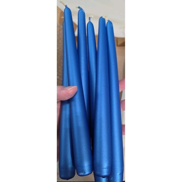 PartyLite 10" Metallic Blue Taper Candles Set of 6 Dinner Candl M1086 Unscented - Picture 6 of 7